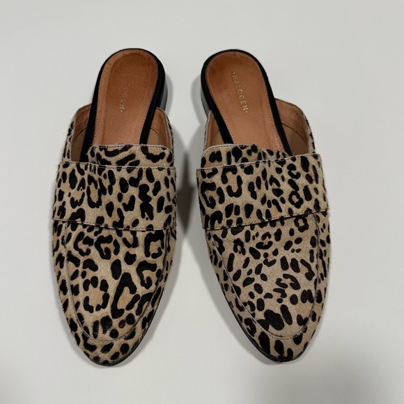 Halogen Leopard Print Genuine Calf Hair Mules Size 8M - Picture 2 of 6